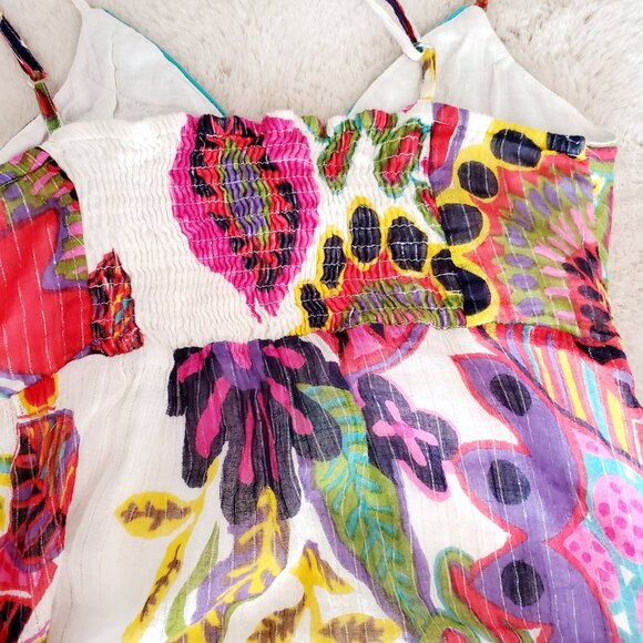 Apollo Boho Floral Maxi Dress Medium | Colorful Festival Resort Sundress - Picture 4 of 12